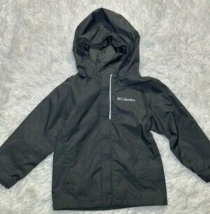 Columbia Omni Tech Windbreaker Jacket Boys Small Gray Hoodie Full Zip Outdoor 3T